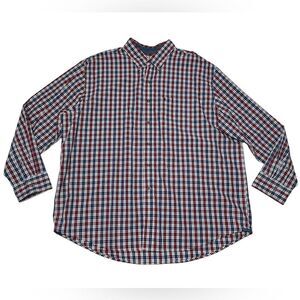 Izod Red Blue Plaid Button Down Long Sleeve Shirt Casual XXL